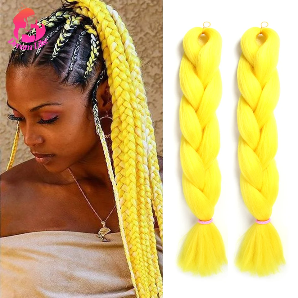 Dream Like Pur Color Jumbo Hair Braids Pre Stretched 24inch Synthetic Hair Extensions For Braids 100g/pcs Crochet Braiding Hair