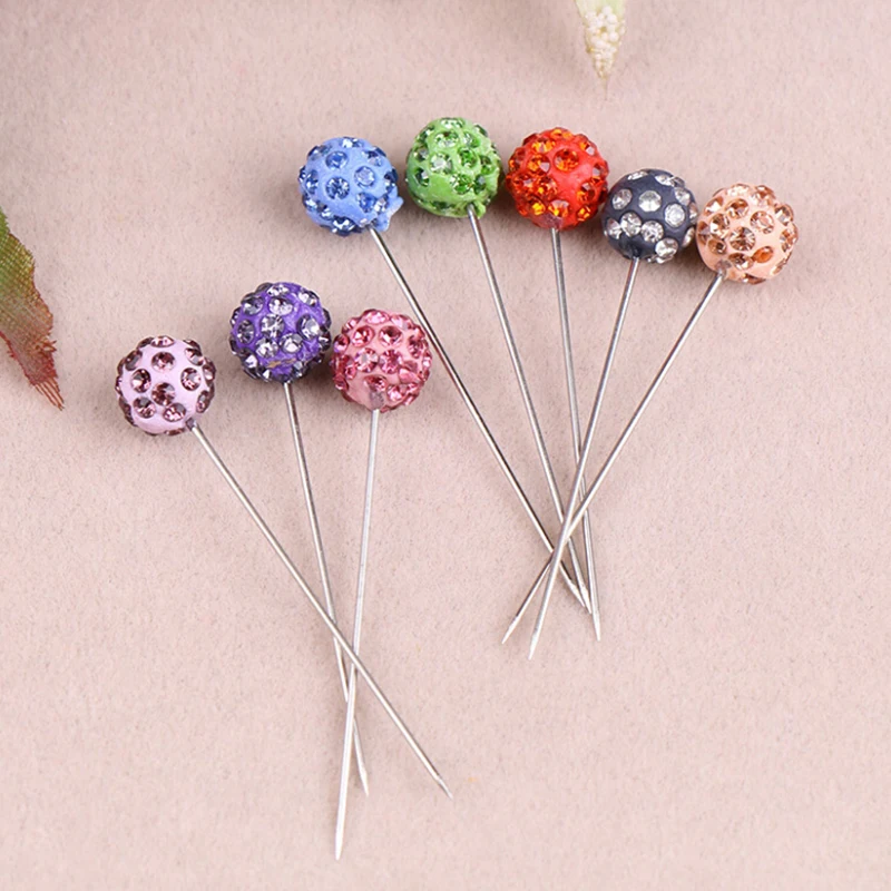 12/30Pcs  Fashion Crystal Ball Brooch Pin Muslim Hijab Scarf Pins Scarf Clip Wedding Pin For Women Hijab Pins With Hat