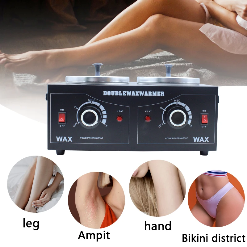 Double Wax Warmer Electric Wax Heater for Hair Removal Dual Wax Pot with Adjustable Temperature Paraffin Body SPA Equipment