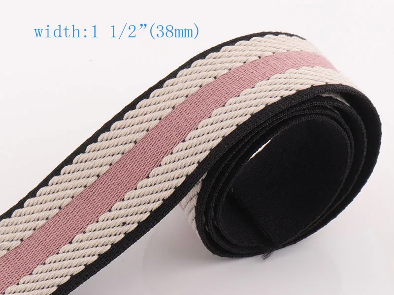 Webbing Ribbon Belt Strap Black&Pink 38mm Fabric webbing ribbon Collar strap Nylon Stripe Ribbon Tote Strap Handbag ribbon Strap