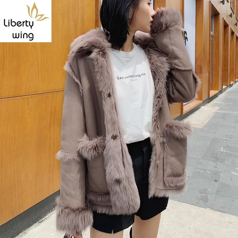 Luxe Vrouwen Winter 100% Natuurlijke Shearling Overjas Mode Omkeerbare Lam Real Fur Jacket Warm Schapenvacht Lederen Jas