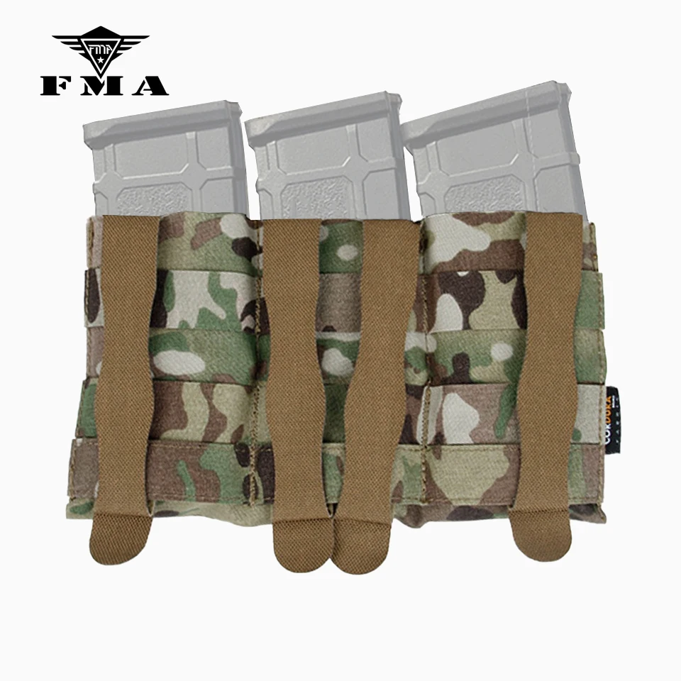 FMA Multicam Triple Stackable Tactical Mag Pouch, New Laser Cuts, Molle Triple M4 Magazine Pouch, Storage Kit Bag