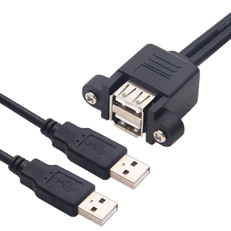 Фиксированный USB-кабель с винтовым отверстием, материнская плата, передний двойной USB 2,0 «папа»-USB «мама», USB2.0 «Папа-мама», Удлинительный кабе...