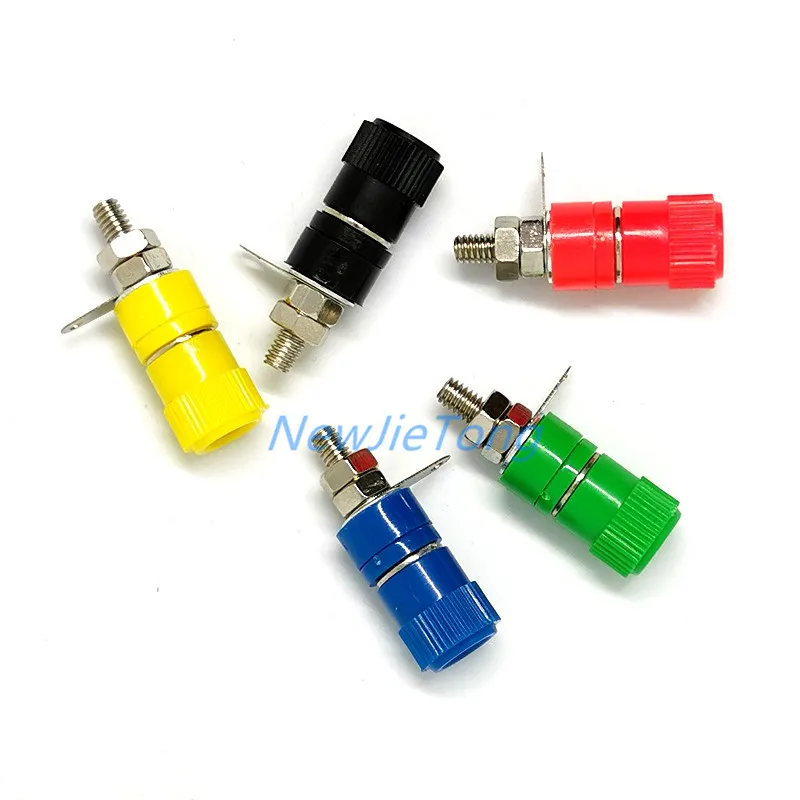 5pcs 5 Colors JS-910B 4mm Banana Socket Nickel Plated Binding Post Nut Banana Plug Jack Connector JS919 Red Black Red Blue Green