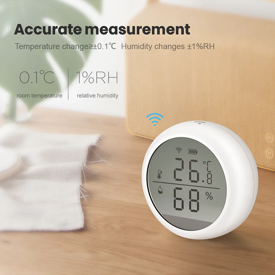 AVATTO Tuya WIFI Temperature And Humidity Sensor,Fahrenheit and Celsius LCD Display Works With Alexa Google Assistant Smart Life