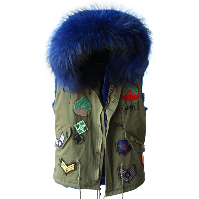 Maomaokong2021 women\'s sleeveless jacket rabbit fur vest winter fox fur jacket women\'s short embroidered fur warm vest