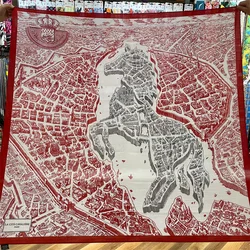 135CM Cashmere Scarf Women Manual Hand Rolled Shawls Horse Map Square Scarves Wraps Bandana Luxury Brand Hijabs Female Foulards