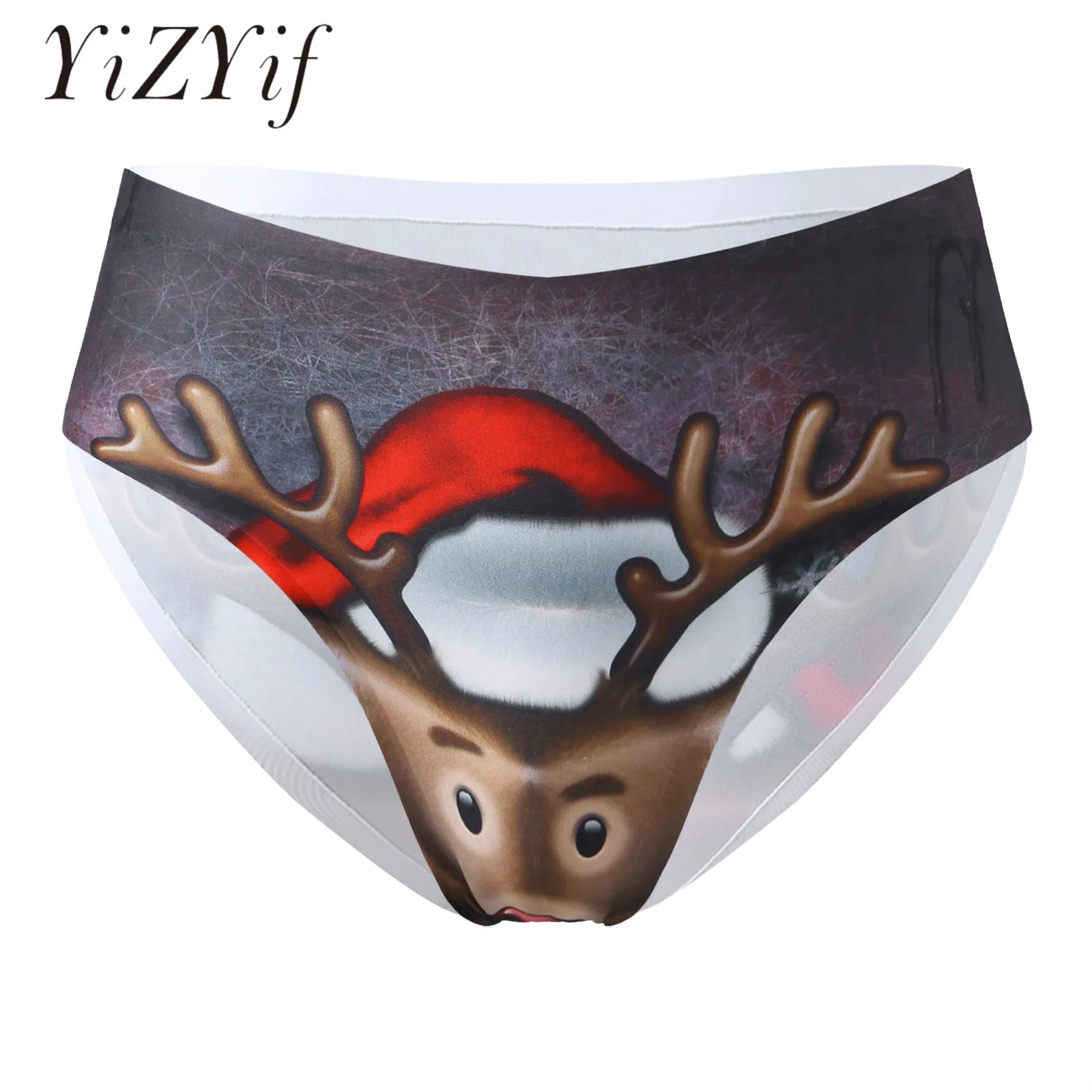 Sexy Mens Stretchy Christmas Panties Low Waist Lingerie Underpants Reindeer Printed Briefs Intimates Underwear Nightwear