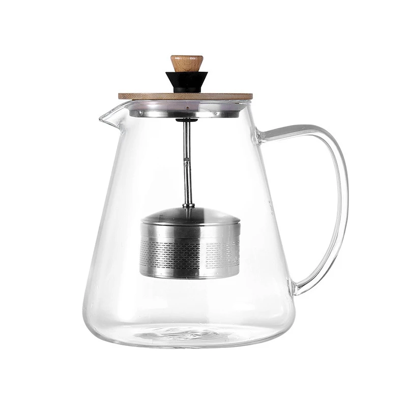 Stainless Steel Infuser Teapot Clear Borosilica Glass Filter Flower Tea Pot Heat Resistant Heated Container, Boiling Kettle Tool