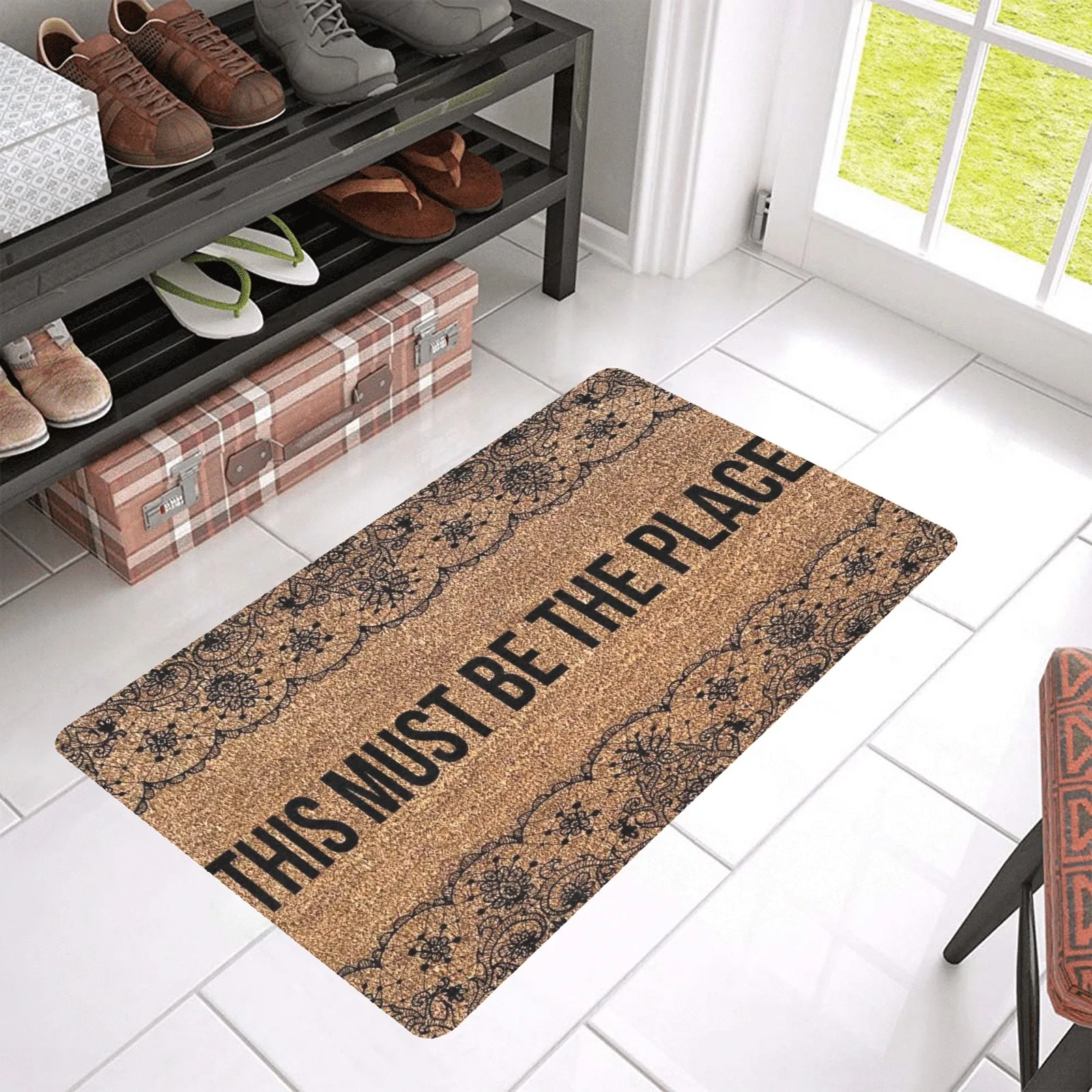 

This Must Be The Place Doormat Summer Mat Welcome Door Mat Farmhouse Rubber