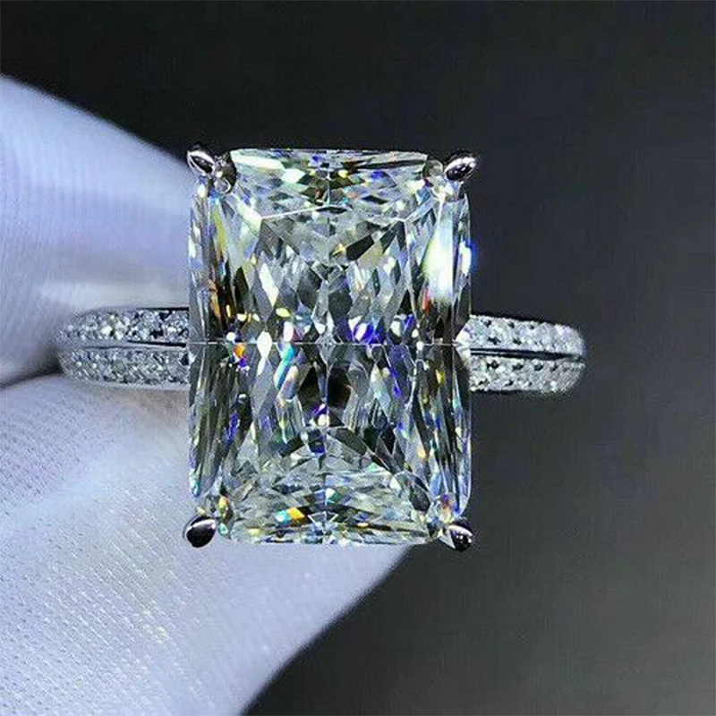 Huitan New Fashion Big Square Crystal Stone Women Wedding Bridal Ring Luxury Engagement Party Anniversary Best Gift Large Rings