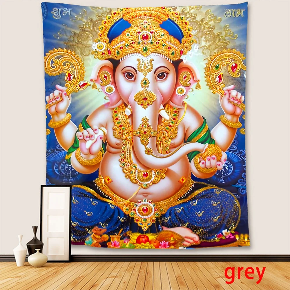 3D Aesthetics Mythology Style Personality Indian Buddhism Culture Buddha Shiva and Ganesha Tapestry Wall Hanging Wall Art