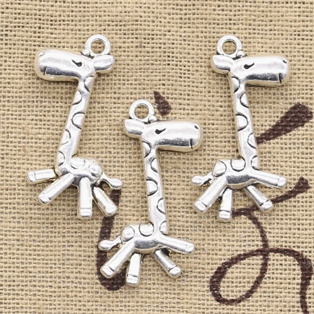 8pcs Charms Running Giraffe Deer 29x19mm Antique Bronze Silver Color Pendants Making DIY Handmade Tibetan Finding Jewelry