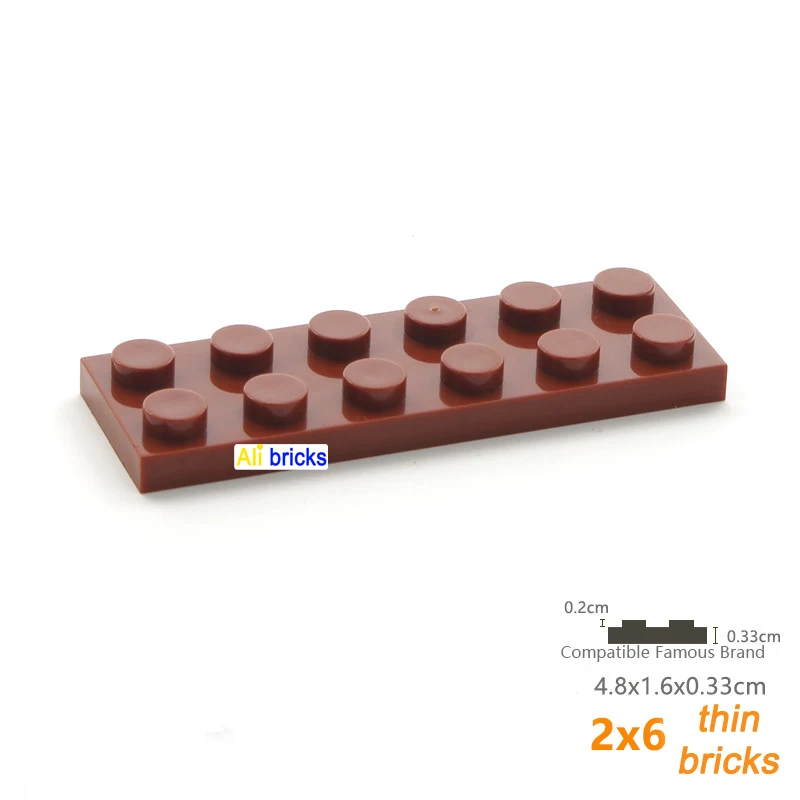 10pcs/lot DIY Blocks Building Bricks Thin 2X6 Educational Assemblage Construction Toys for Children Size Compatible With Brand