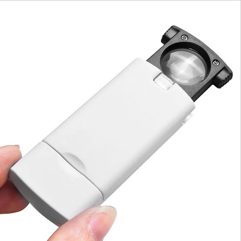 Handheld Portable Pull-out High Magnification Jewelry and Jade Identification with LED Light 20 Times 45 Times Magnifying Glass