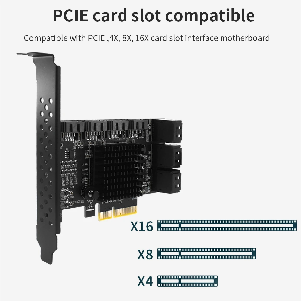 Imagem -04 - Tishric-pcie 3.0 Cartão de Expansão Sata Divisor 4x a 10 Portas Compatível com x4 x8 X16 Interface Gráfica para Mineração Mineiro