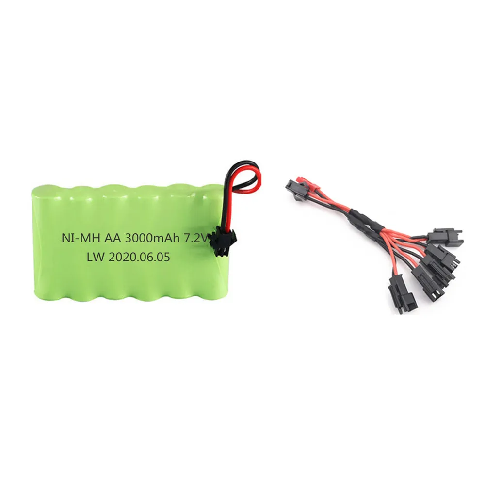 7.2V 3000mAh NIMH Battery with Charger Set For Rc Toy Cars Boats Guns Truck Ni-MH AA 2800mAh 7.2v Rechargeable Battery Pack