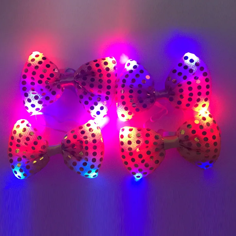 Newest Fashion Design Flash Bow Tie Glowing In Dark Led Party Child Adult Birthday Party Concert  Bowtie Wedding Glow Party