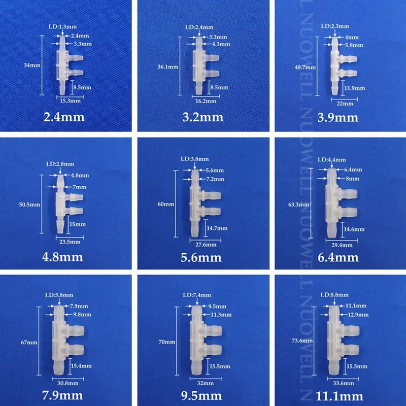 5 ~ 200 sztuk 2.4 ~ 7.9mm żywności klasy PP 4-sposoby 5-sposoby wąż złącze rozdzielacz akwarium wody wąż do sprężonego powietrza dystrybutorów