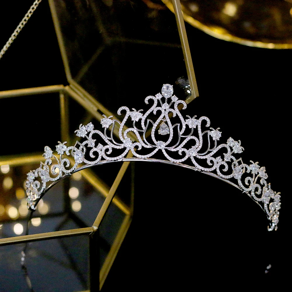 Accessori per capelli da sposa da donna assora 3A CZ corona bellissimo copricapo accessori da sposa gioielli