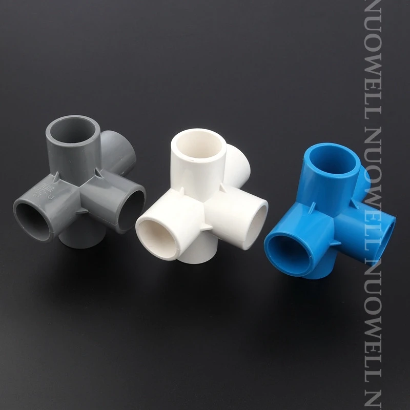 5pcs I.D 20 25 32mm PVC Pipe 5-Way Three-Dimensional Connector Home Garden Irrigation Hose Fittings Water Connectors DIY Tools