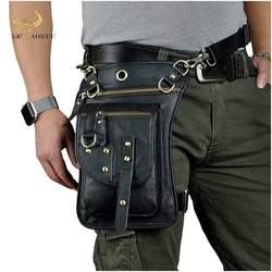 Genuine Leather Multipurpose Men Travel Mochila Crossbody Messenger Bag Hook Belt Waist Pack Drop Leg Phone Case Bag 2141-b