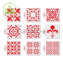 Dorica 9 Pcs/Set European Relief Cookie Cake Stencils Cake Decoration Tools Pastry Biscuit Cake Supplies Kitchen Bakeware
