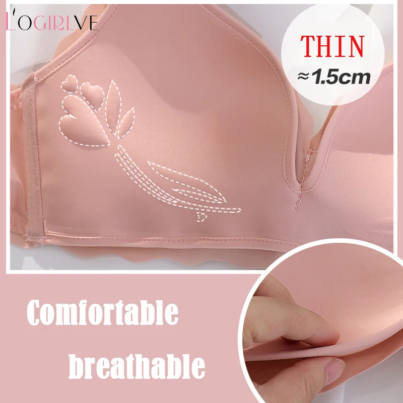 Logirlve Sexy Seamless Bras for Women Push Up Bras Wire Free Brassiere Lingerie Soft Solid Color Fashion Brassiere Thin Bra