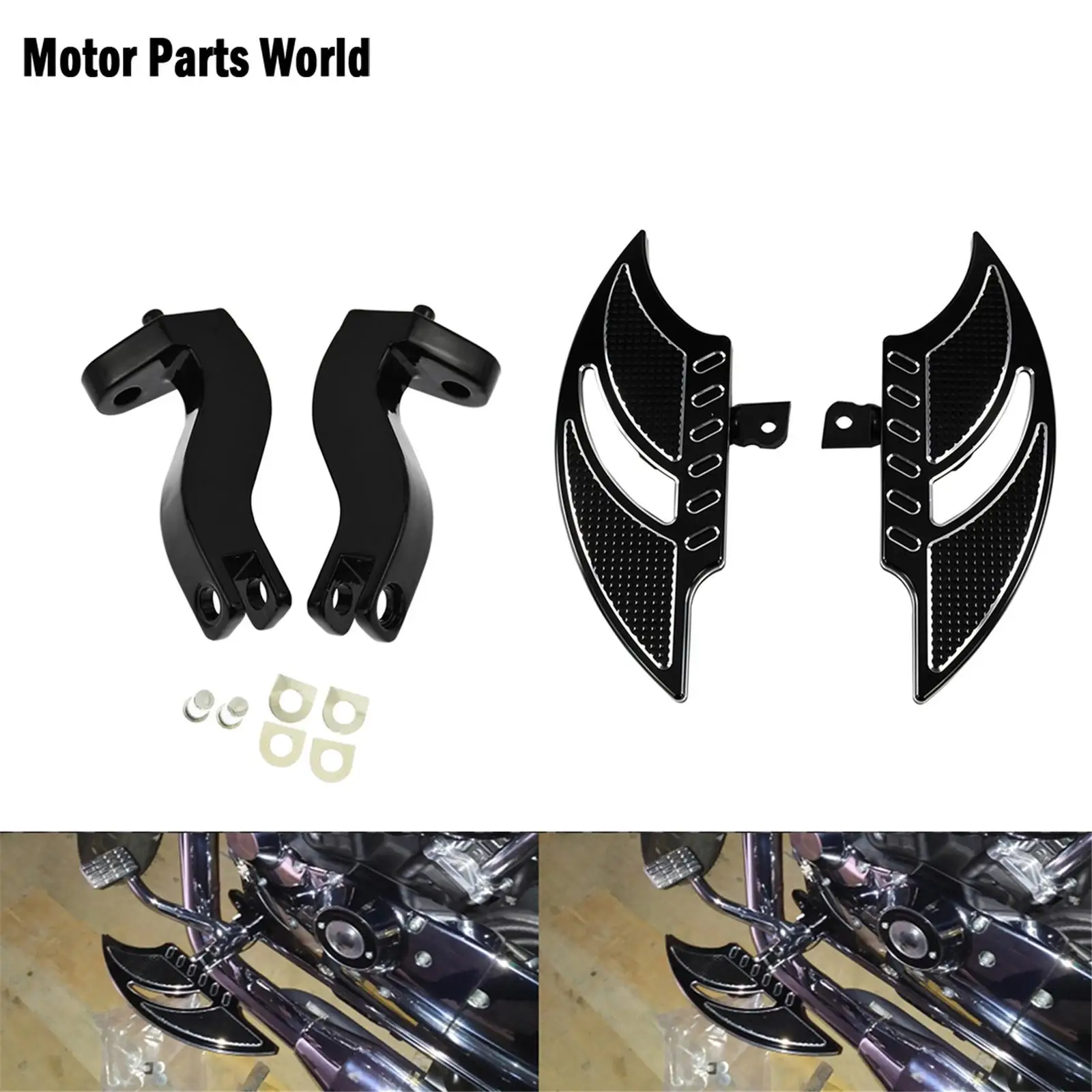 

Motorcycle Black Passenger Foot Pegs Floorboards Footrest Pedals W/ Bracket Mounting For Harley Touring Street Road Glide 93-Up