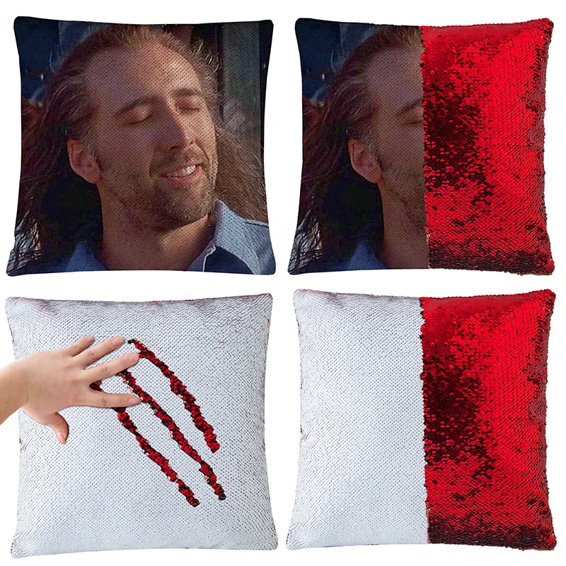 Super Shining Trump Magical Reversible Sequins Pillows Case Rainn Wilson Magical Nicolas Cage Cushion Cover Decorative Sofa Bed