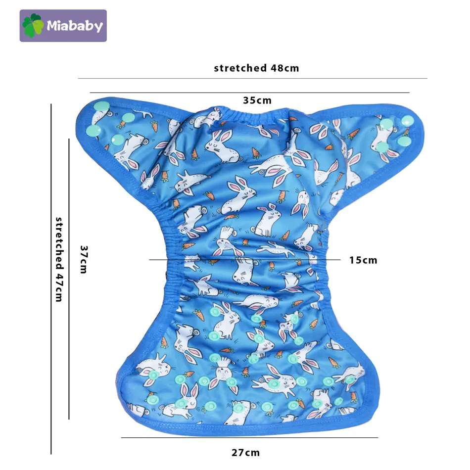 Miababy-pañal de tela estampado pesado, pañal híbrido AIO/AI2, inserto impermeable