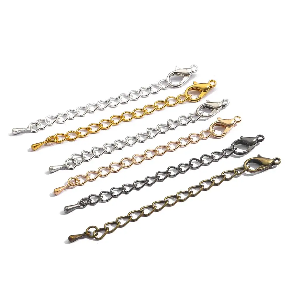 10-20Pcs 55mm Tail Chain Handmade Extension Chain with Lobster Clasp and Droplets Tone Extended Connector For DIY Jewelry Making