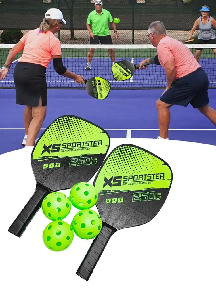 Pickleball ​Paddle Racket Set Poplar Non-slip Pick Racket Ultra Cushion Racquet With 4 Ball Training Ball Set For Child Alduld