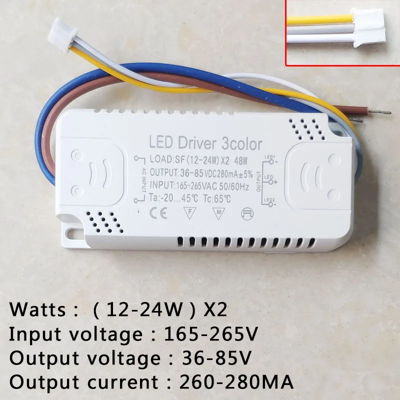 LED Driver 3 color Adapter For LED Lighting AC220V Non-Isolating Transformer For LED Ceiling Light Replacement 12W-140W