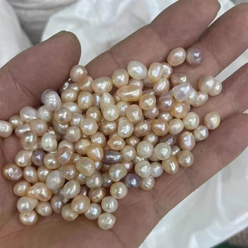 

4-9mm 500g/Bag Pearl Beads Fashion Jewelry 2021 Wholesale No Hole Natural Freshwater Pearl Loose Beads Mixed Color Threads Pearl