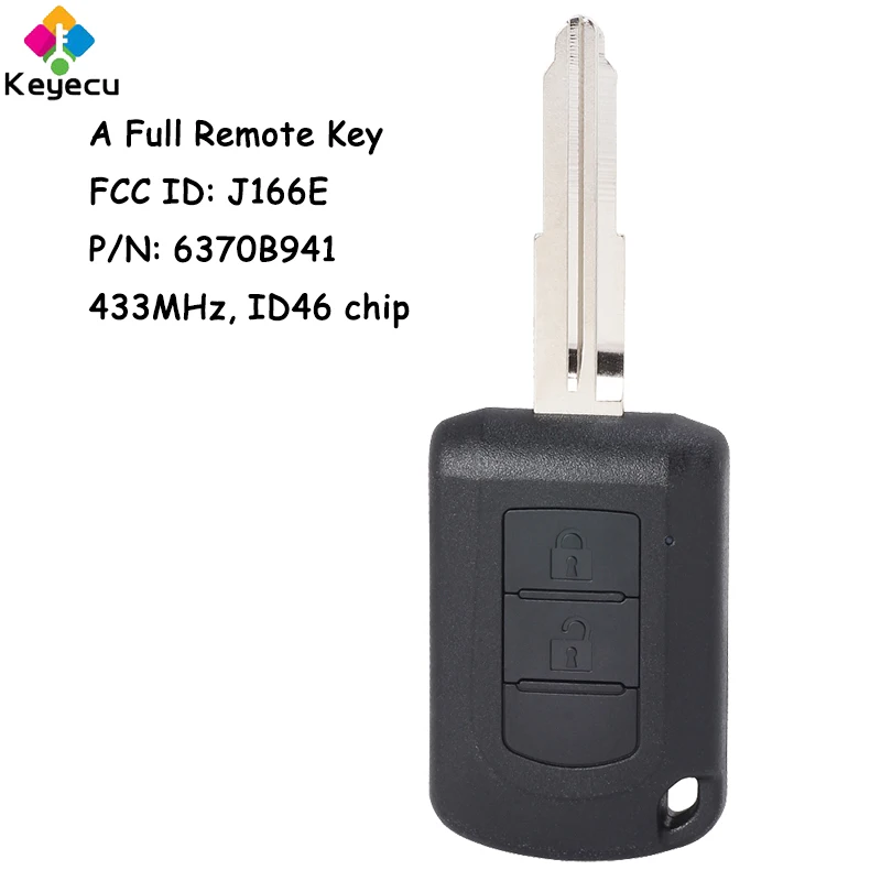 

KEYECU Remote Head Car Key With 2 Buttons 433MHz ID46 Chip for Mitsubishi Outlander Mirage ASX 2017 2018 2019 Fob 6370B941 J166E