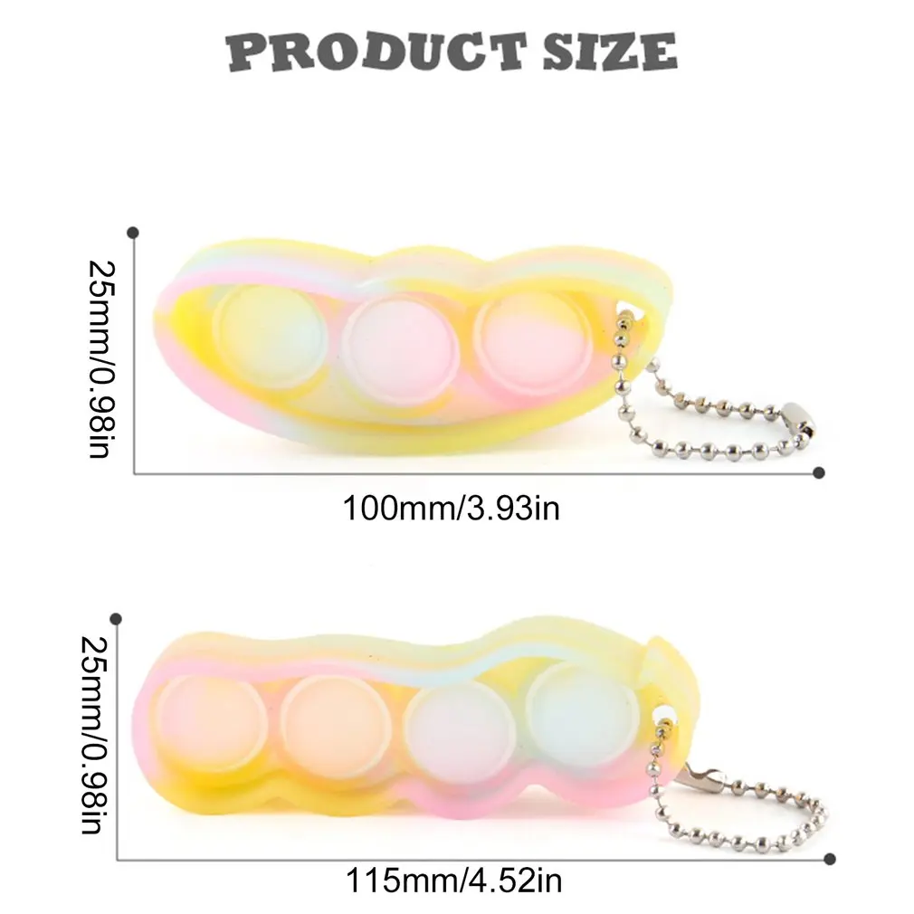 Soft Rubber Bubble Keychain Simulation Pea Pods Decompression Toy Sensory Toy Fidget Anti Stress Squishy Toys Adult Child Gifts