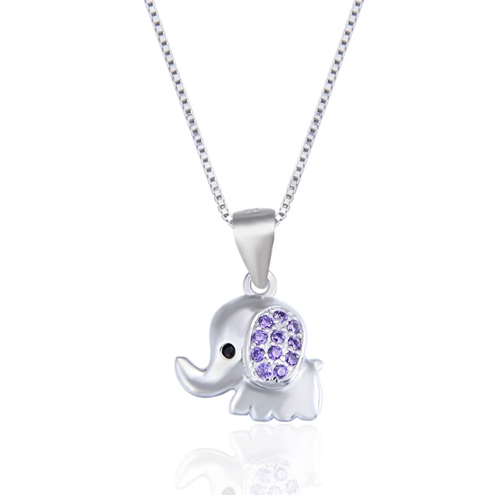 

Elegant Temperament Animal Short Clavicle Chain 45cm box chain S925 Silver Set Zircon Creative Lovely Elephant Necklace Pendant