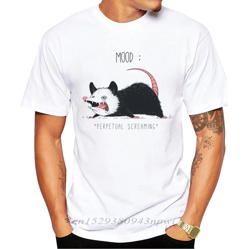 Mood Possum Printed Men T-Shirt Short Sleeve Summer Sad Mouse Tshirts Punk Rock Mens Tshirt Tops Funny Tees