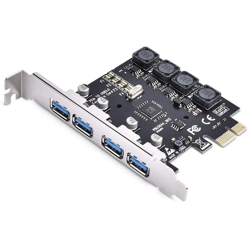 Self Powered PCIE USB 3.0 Card 4 Ports PCI Expree to USB Expansion Card Super Speed 5Gbps PCI-e USB3 Hub Controller Adapter