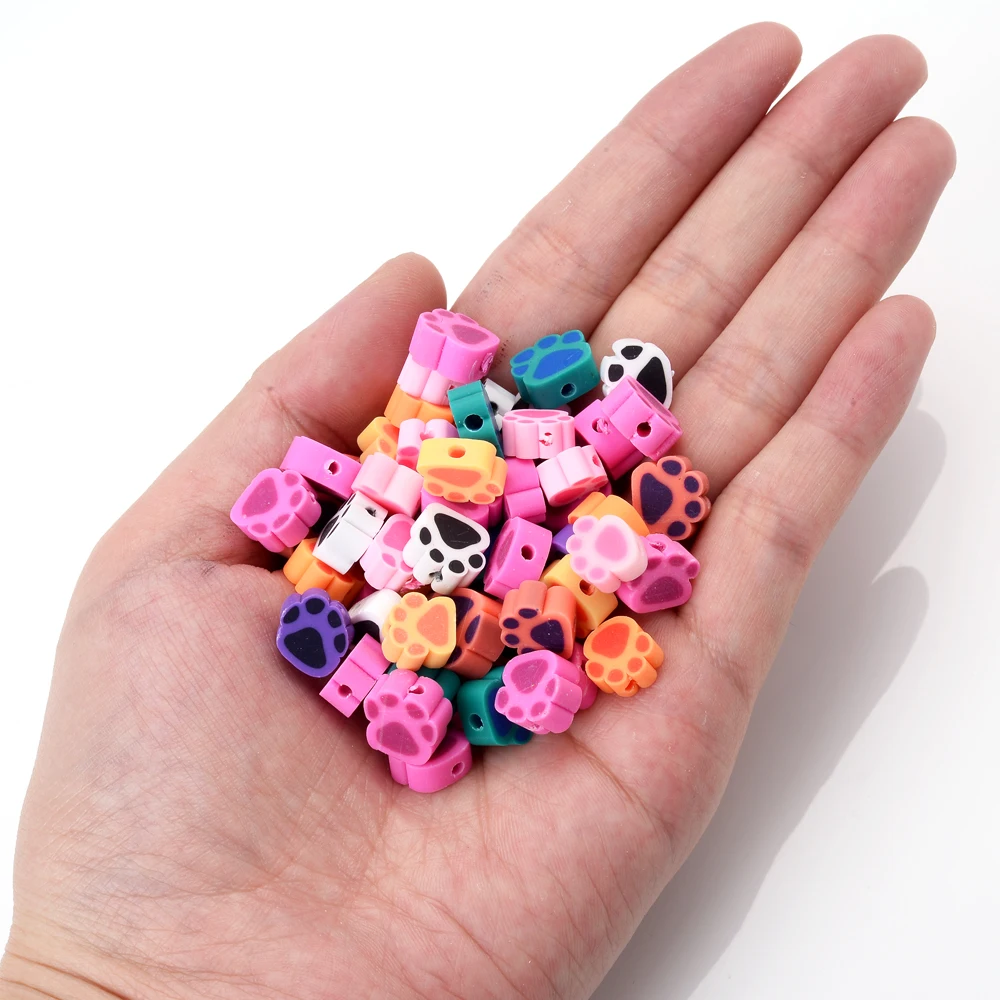 iYOE 30pcs Mix Dog Paw Clay Beads Polymer Clay Spacer Beads For Making Bracelet Earring DIY Craft Jewelry Making  Accessories