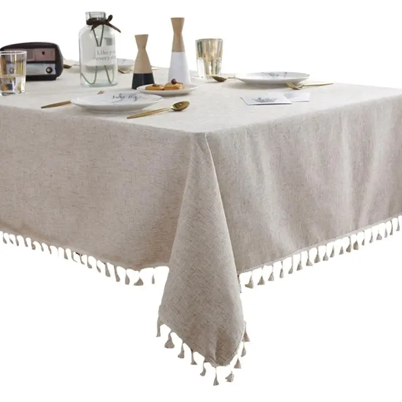 

1pcs Rectangle Rustic Plain Color Tablecloth Table Overlays Wedding Banquet Dining Table Cover New Year Christmas Table Cloth