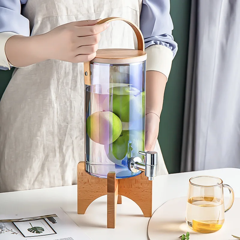 JOYLOVE Creative Glass Cool Water Bottle Colorful Self-service Cold Drink Bucket With Faucet Cold Water Kettle Hot And Explosion