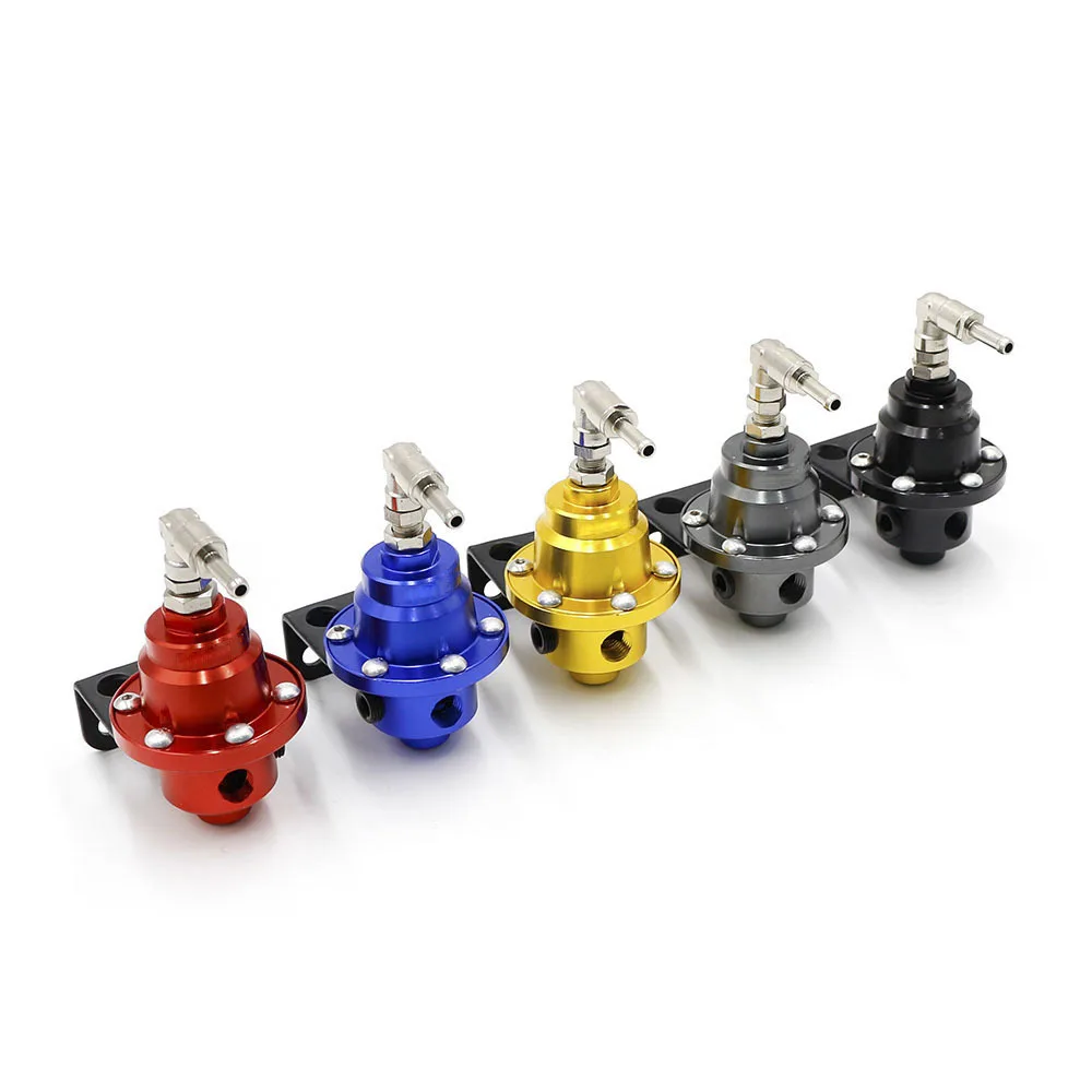 

5 Color Universal Adjustable Aluminum Fuel Pressure Regulator With Gauge Kit Black Titanium Red Gold Blue