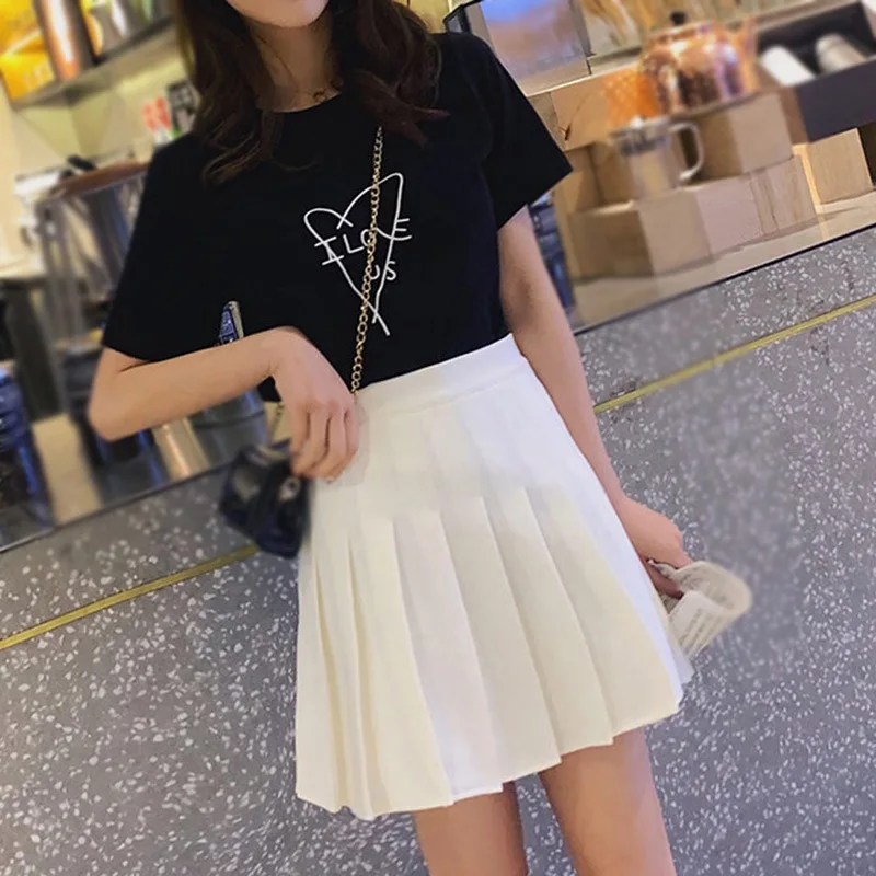 High Waist Short Skirt Women Teens Girl Pleated Skirt School Uniform Skirt Summer College Style School Girl Slim Thin Skirt