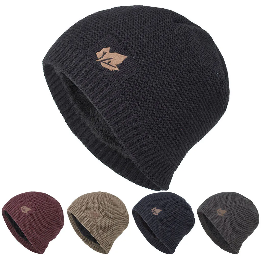 New Unisex Fleece Lined Beanie Hat Knit Wool Warm Winter Hat Thick Soft Stretch Hat For Men And Women Fashion Hats & Caps