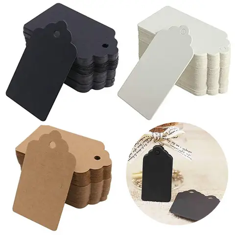Bilashmart 100pcs Kraft Paper Tags No Strings Handmade with Love Hang Tags Garment Tags for Candy/Gift/Cookies Display Packing Label Card