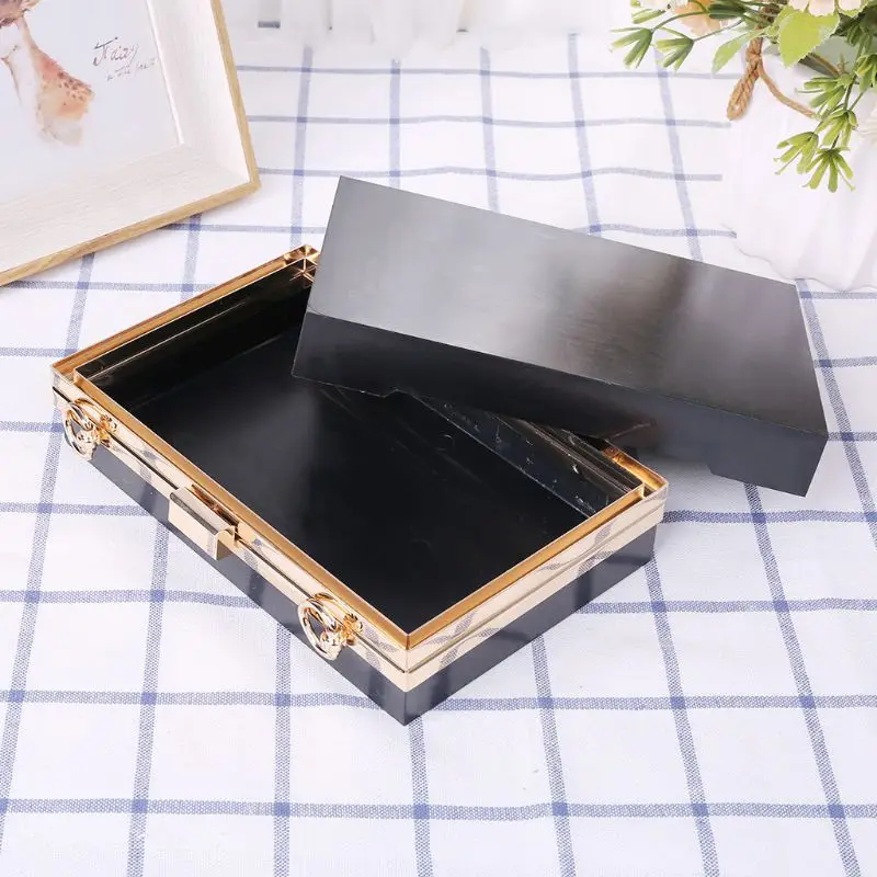 Rectangle Metal Frame Box Purses Handles for DIY Handbags Evening Bag Clutch Accessories LX9F