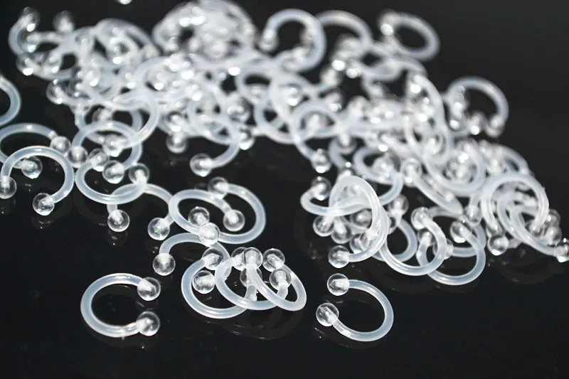 LOT100 Stück Körperschmuck - Flexible BIO Nasen-, Lippen-, Labret-, CBR-, Hufeisen-, Ohr-, Tragus-Piercing-Stäbe, Körperschmuck-Verlängerungen 16Gx6/8/10 – Detail 3