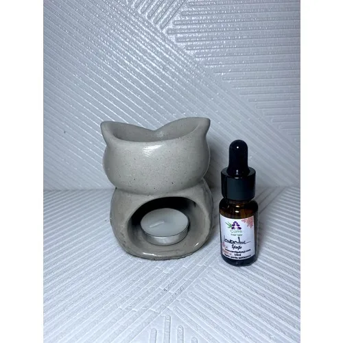 Talya Art Design Concrete Color Above Tumbled Anthracite Black Color Owl Censer and Lavender Oil